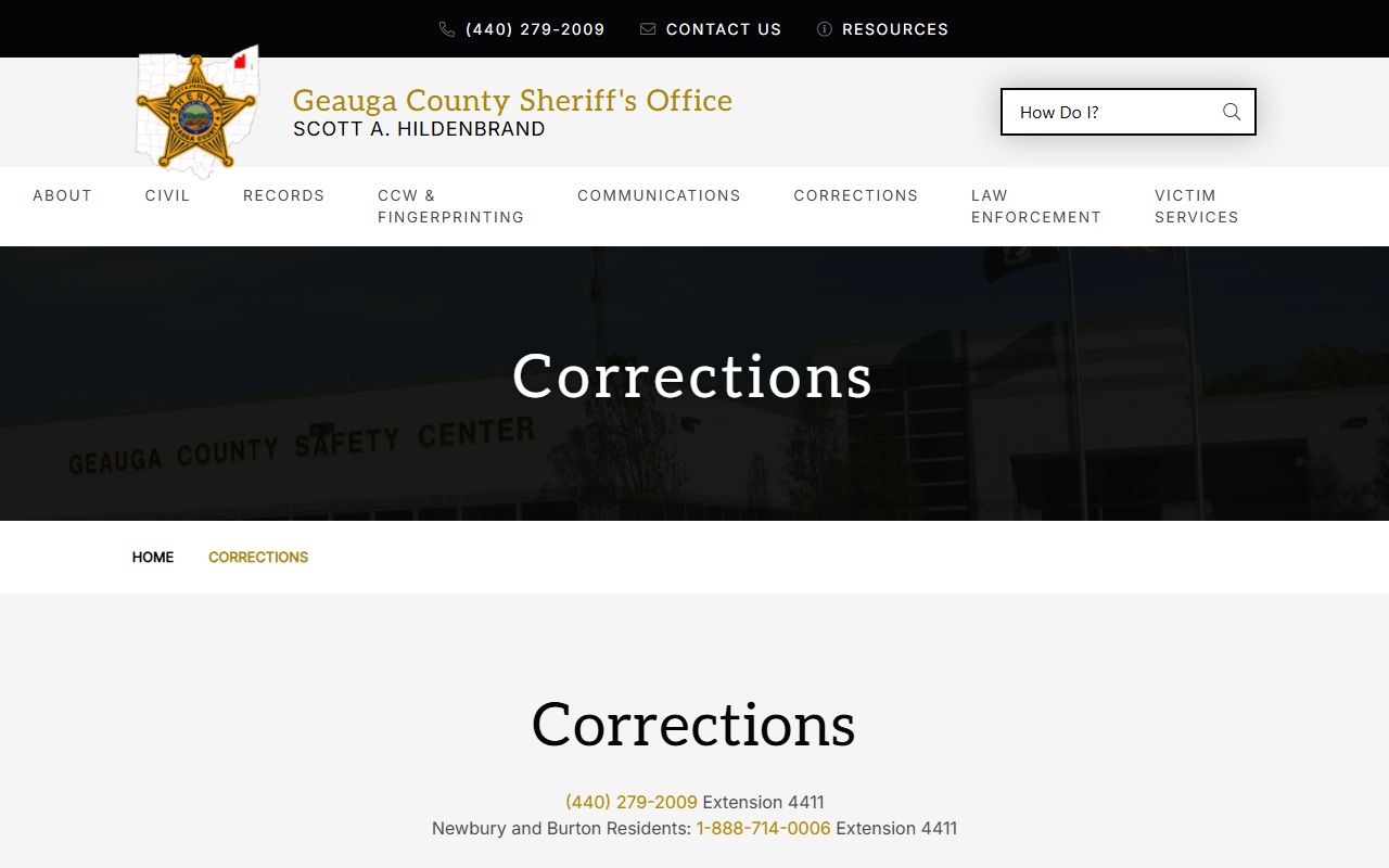 Geauga County Safety Center inmate lookup corrections page